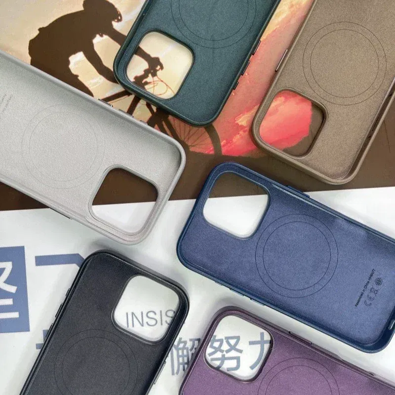 Material: Cotton Fabric, Color: black - Original Apple Leather With Magsafe Case For iPhone 16 Pro Max 16 Plus Case Wireless Charging Magnetic Cover 16Pro With Box