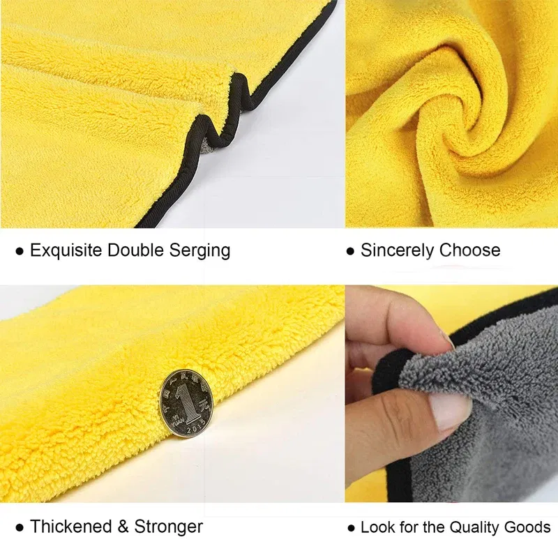 Color: Yellow - Car Wash Microfiber Towel Car Cleaning Drying Cloth Car Care Cloth Detailing Microfiber Towel Car Microfiber Cloth 30x30CM