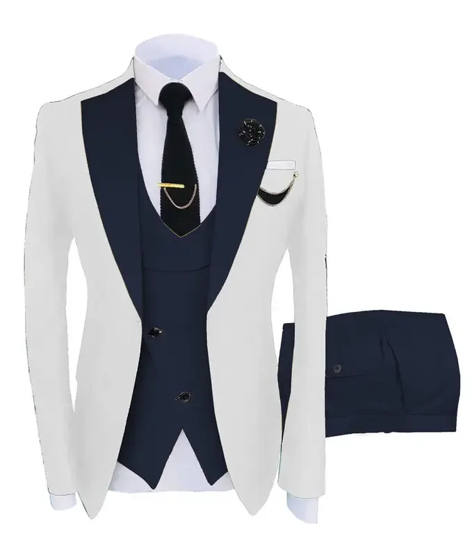 Color: Burgundy, Size: S - 3pcs Men Coat Business Formal Slim Fit Suit Costumes Pour Homme Set Party Vest Pants Wedding Blazer Verde Hombre Terno Masculino