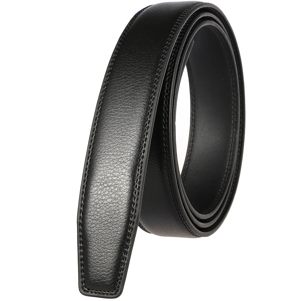 Color: black, Belt Length: 120cm - 90-130cm Brand No Buckle 3.0cm Wide Genuine Leather Automatic Belt Body Strap Without Buckle Belts Men Good Quality No Holes