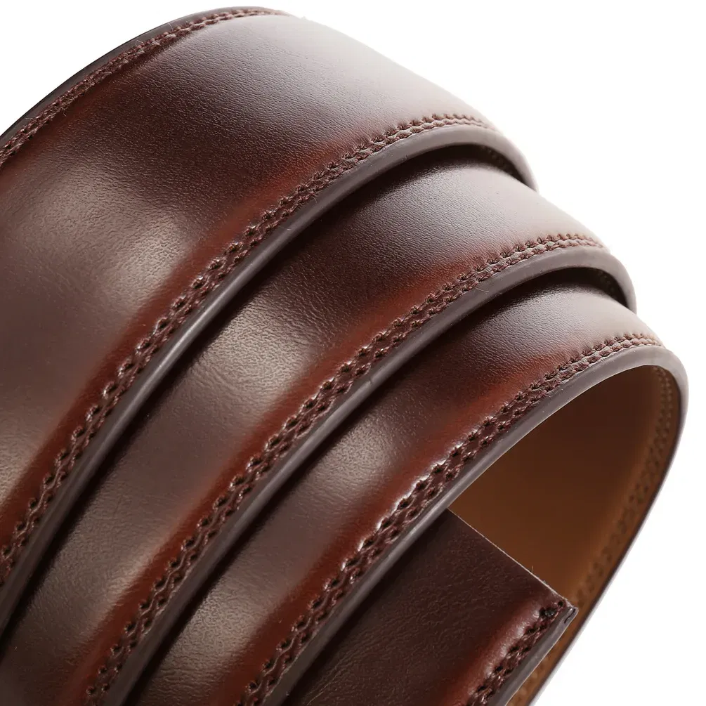Color: black, Belt Length: 120cm - 90-130cm Brand No Buckle 3.0cm Wide Genuine Leather Automatic Belt Body Strap Without Buckle Belts Men Good Quality No Holes