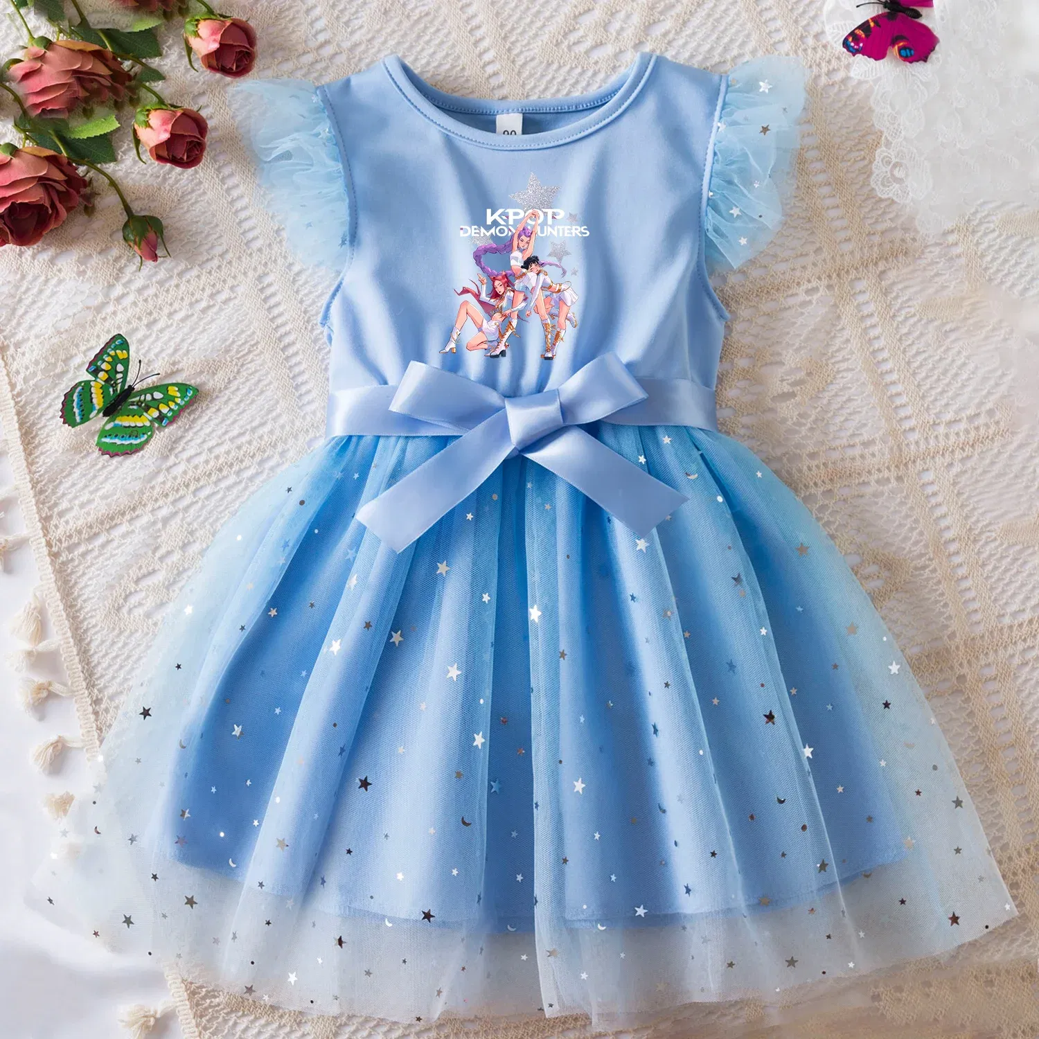 Color: Fuchsia, Size: One Size, Height: 170 - KPop Demon Hunters Girls Dress Kids Party Halloween Carnival Birthday Party Clothes Princess Tutu Dresses Costume Children Gift