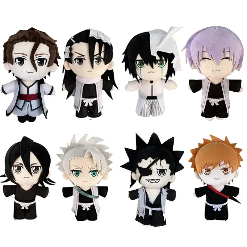 Color: black - Anime BLEACH Plush Toy Kuchiki Byakuya Kurosaki ichigo Aizen Sousuke Zaraki Rukia Ichimaru Gin Stuffed Doll Soft Figure Fan Gift