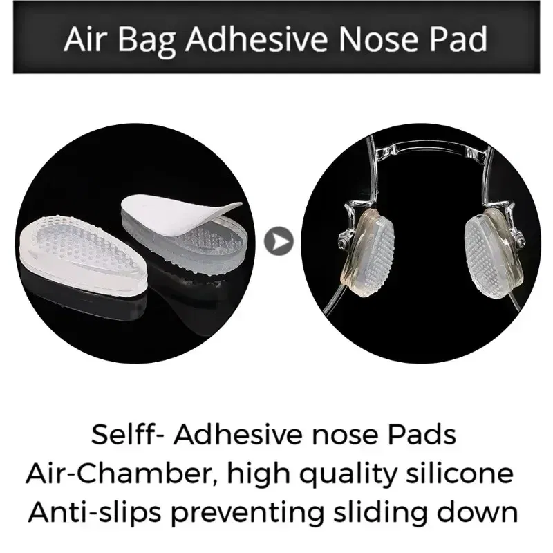 Color: PURPLE - Silicone Glasses Nose Pads Soft Non Slip Air Cushion Nose Holder Transparent Invisible Self Adhesive Sticker Eyewear Accessories
