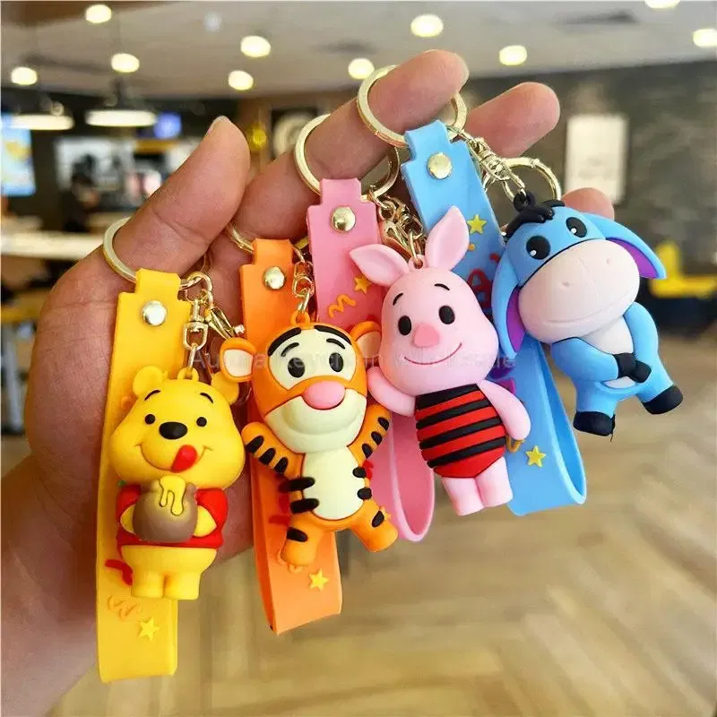 Color: Pink - Wholesale Anime Disney Keychain Mickey Mouse Minnie Lilo & Stitch Cartoon Keyring Kawaii Key Chain Car Pendant Kids Toys Gifts