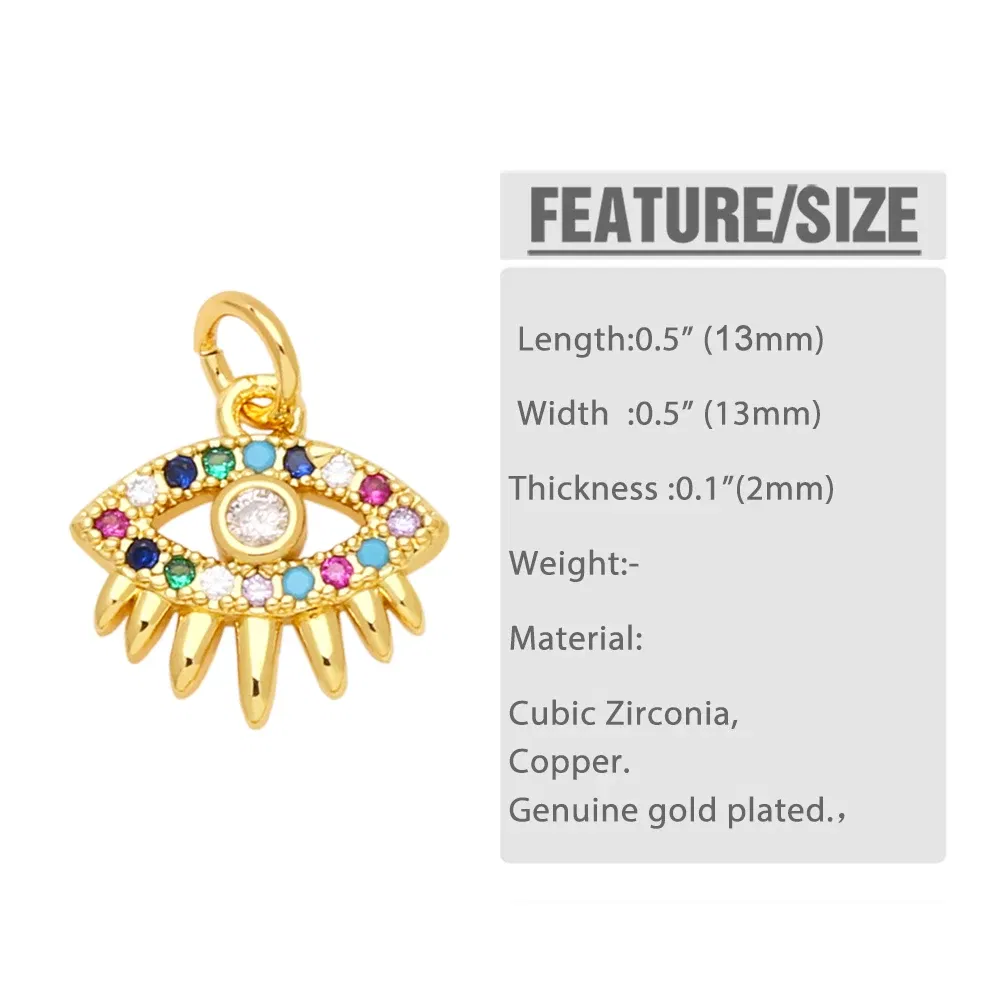 Metal color: Orange - OCESRIO Multicolor Little Turkish Eye Bracelet Earring Charm Copper Gold Plated CZ Evil Eye Jewelry Making Supplies chma180