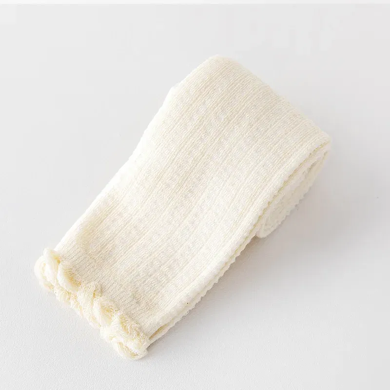 Color: Yellow, Size: 128, Ships From: CHINA - Summer Spring Mesh Baby Girls Stretch Leggings Cotton Solid Ruffle Edge Toddler Kids Pants