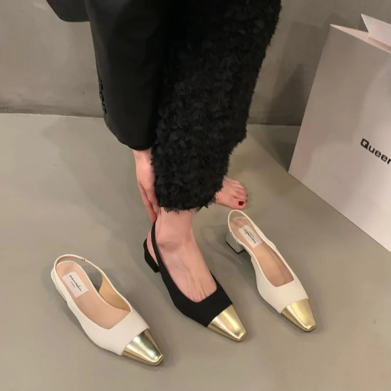 Color: Beige, Shoe Size: 39 - Fashion Women's Shoes Women's Dress Shoes Mid Heel Wedding Sandals All Matching Pointed Princess Shoes