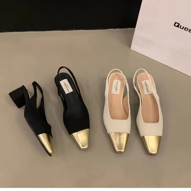 Color: Beige, Shoe Size: 39 - Fashion Women's Shoes Women's Dress Shoes Mid Heel Wedding Sandals All Matching Pointed Princess Shoes