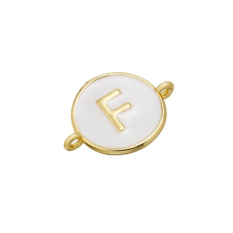 Color: Army Green - ZHUKOU 13x18mm white brass 26 letters jewelry connector for women bracelet necklace handmade jewelry accessories model: VS440
