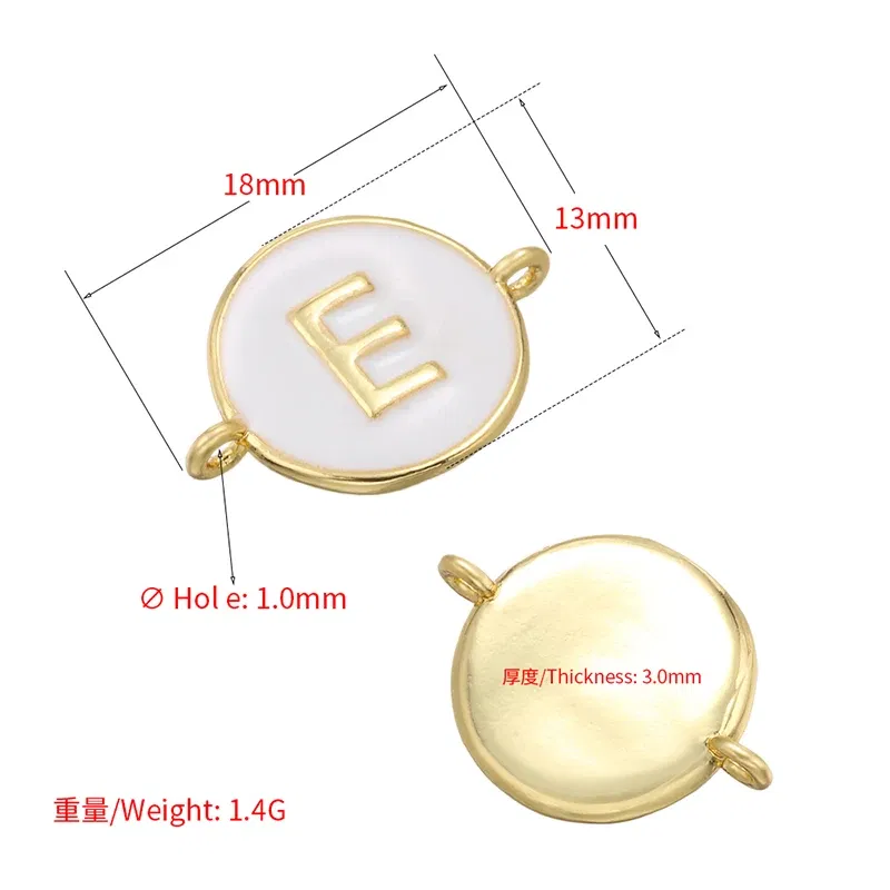 Color: Army Green - ZHUKOU 13x18mm white brass 26 letters jewelry connector for women bracelet necklace handmade jewelry accessories model: VS440