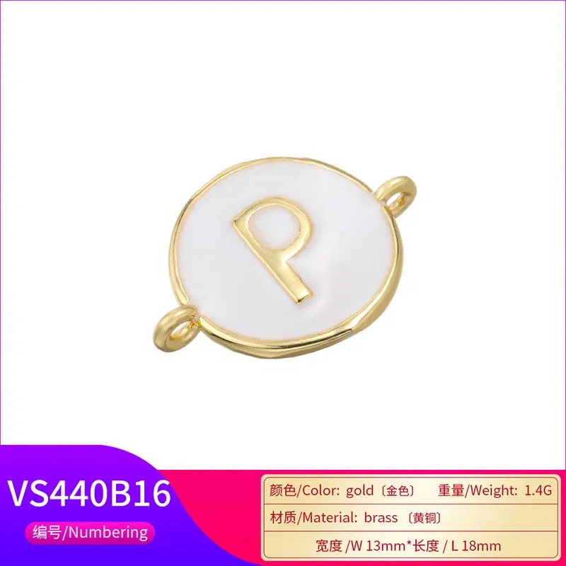 Color: Army Green - ZHUKOU 13x18mm white brass 26 letters jewelry connector for women bracelet necklace handmade jewelry accessories model: VS440