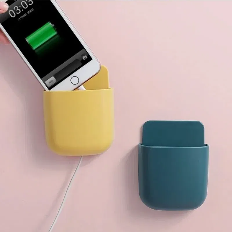 Color: GRAY - White Wall Hanging Storage Box Household Living Room Conditioner Remote Control Bedside Phone Storage Holder Organizer Box Shelf