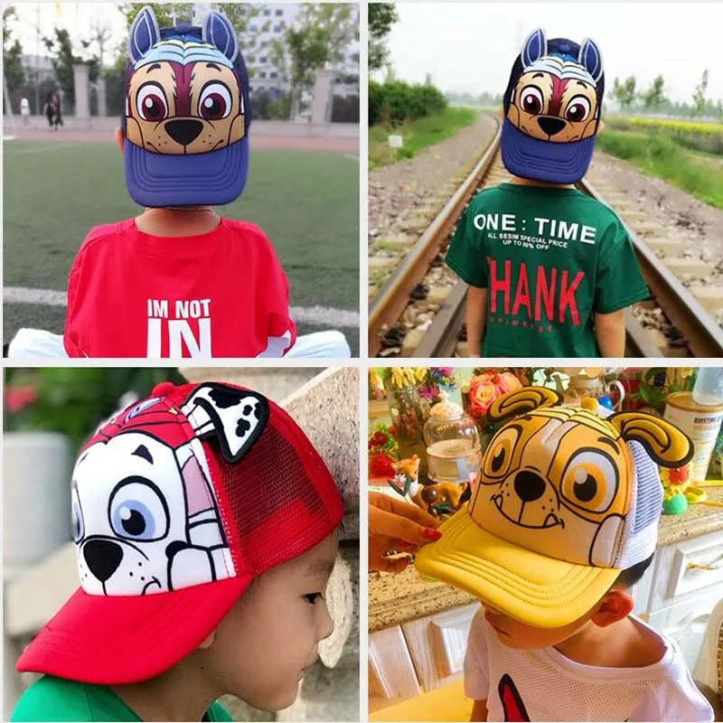 Color: Pink - Genuine Paw Patrol Cartoon Child Baseball Cap Hip Hop Mesh Sun Protection Sun Hat Boys Girls Caps Snap back Hats Sports Hat