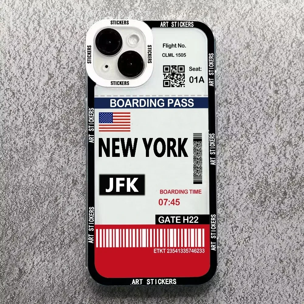 Color: Dark Grey, Material: TPU - World City Travel Ticket Label Phone Case For Samsung Galaxy S10 S20 S21 S22 S23 S24 FE Plus Ultra Note 20 New York Paris
