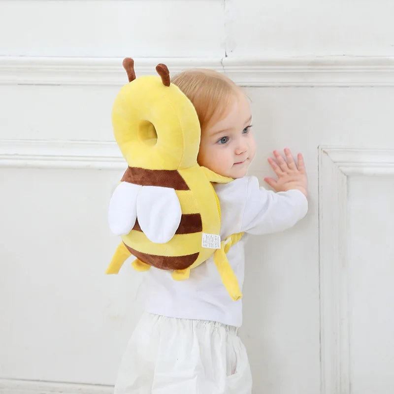 Color: green - Head Back Protector Baby Protect Pillow Learn Walk Headgear Prevent Injured Safety Pad  prevention Fall Cartoon Bee Kids Pillows
