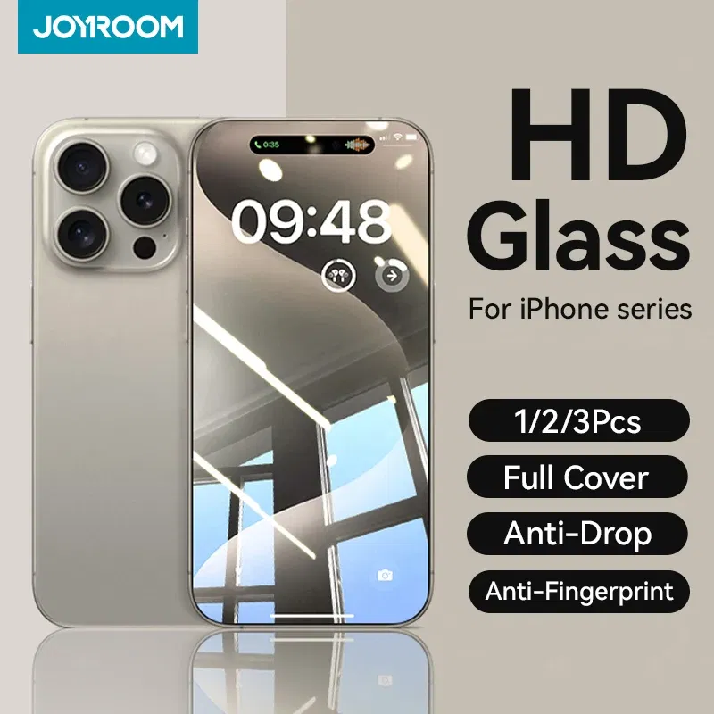 Bundle: Bundle 21, Material: High Definition - Joyroom 1/2/3pcs Tempered Glass For iPhone 16 15 14 13 12 11 Pro Max Screen Protector For iPhone 16 Full Screen Protective Glass