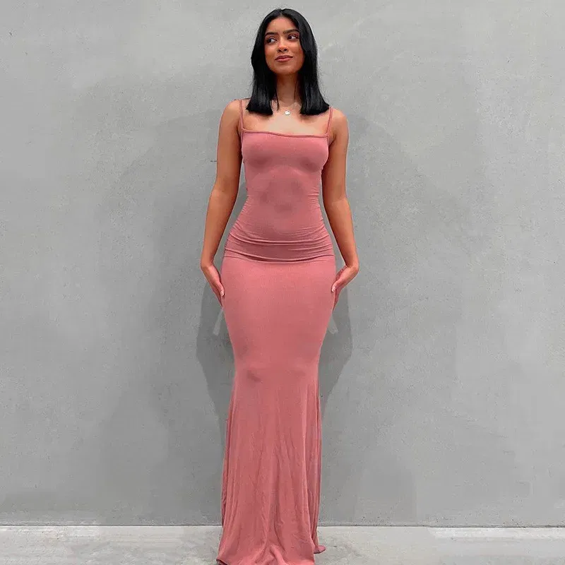 Color: DEEP BLUE, Size: XL - Satin Slip Sleeveless Backless Maxi Dress Women 2023 Y2K Summer Bodycon Elegant Sexy Outfits Ladies Birthday Party Club Sundress