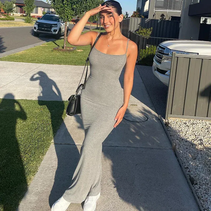 Color: DEEP BLUE, Size: XL - Satin Slip Sleeveless Backless Maxi Dress Women 2023 Y2K Summer Bodycon Elegant Sexy Outfits Ladies Birthday Party Club Sundress