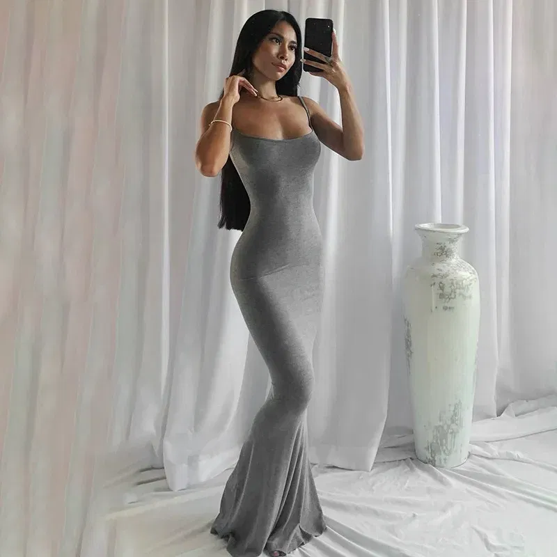 Color: DEEP BLUE, Size: XL - Satin Slip Sleeveless Backless Maxi Dress Women 2023 Y2K Summer Bodycon Elegant Sexy Outfits Ladies Birthday Party Club Sundress