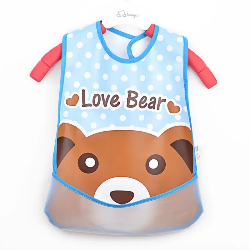 Color: Pink - Adjustable Baby Bibs Stuff Kerchief Bandanas Stuff EVA Plastic Waterproof Lunch Feeding Cute Cartoon Children Apron Burp Cloths