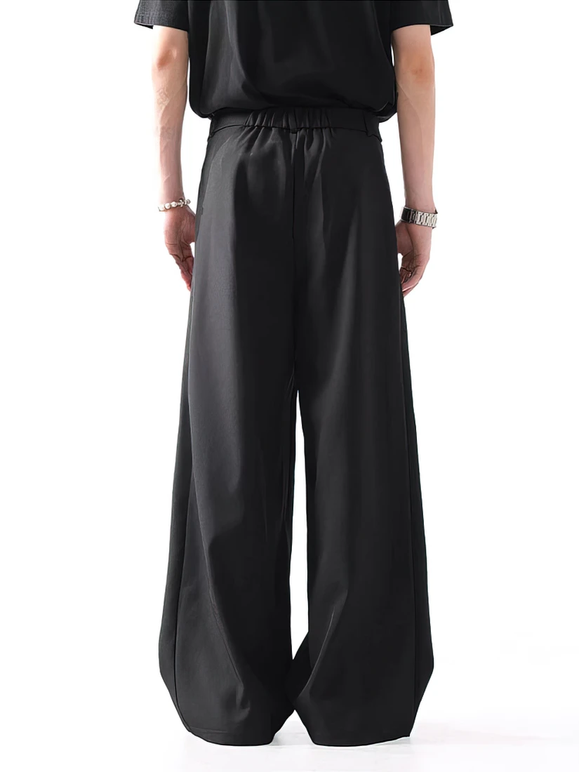 Color: black, Size: M - Black Baggy Pants Men Casual Wide leg Work wear Straight Trousers Male Luxury Drape Loose Cool Cargo Pants