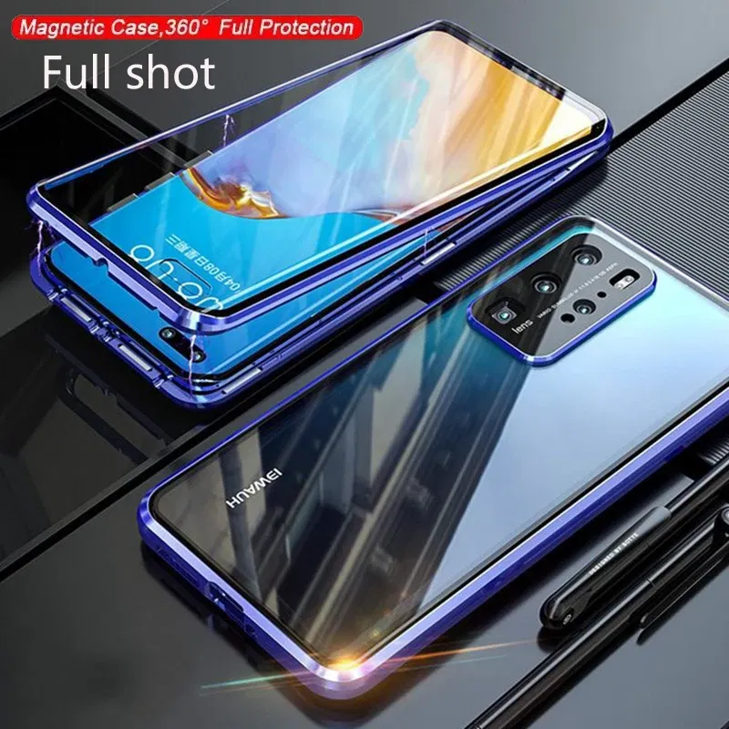 Color: Black, Material: Cotton Fabric - Phone Case Shell Double sided Protection Cover For Huawei P30 Pro P40 Pro Plus P40 Lite 5G Magnetic Adsorption Phone Sleeve bag