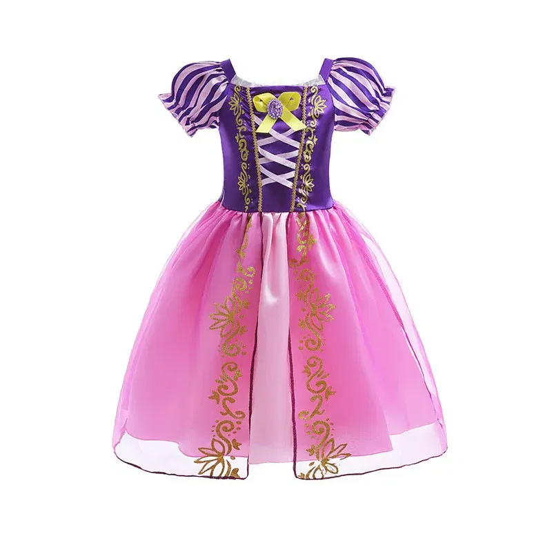 Color: PURPLE, Kid Size: 14 - Disney Deluxe Elegant Rapunzel Princess Ball Gown Fancy Birthday Party Dress Cinderella Vestidos Costume Play Carnival Apparel