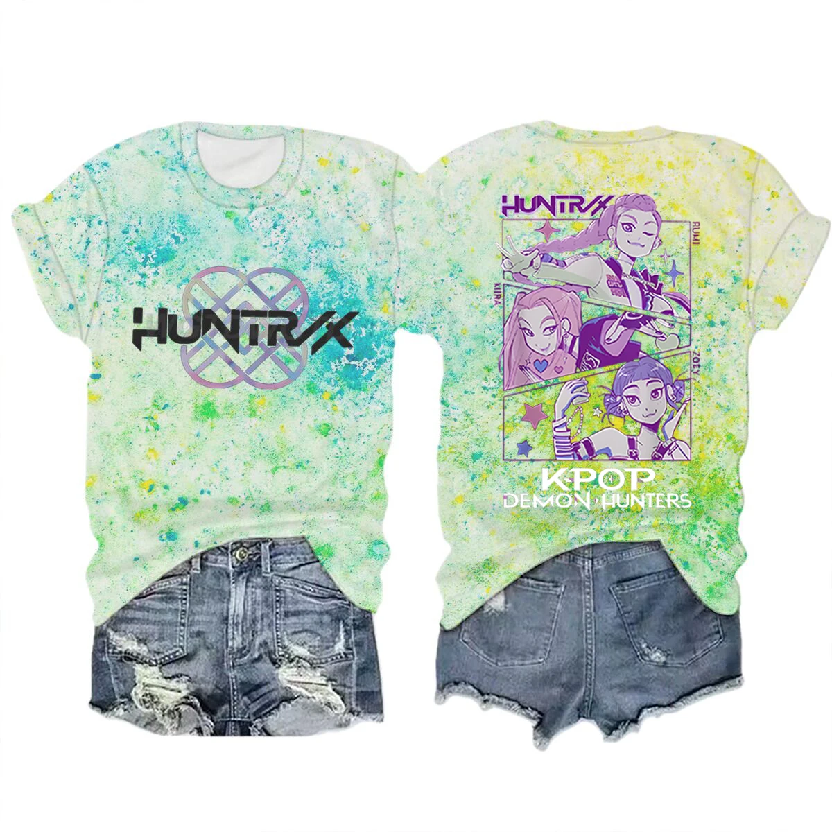Color: Clear, Size: XXL - Movie Characters T-shirt Tops Tie-dye Men's Women's Clothing Round Neck Short Sleeve T-shirt Street Style T-shirts