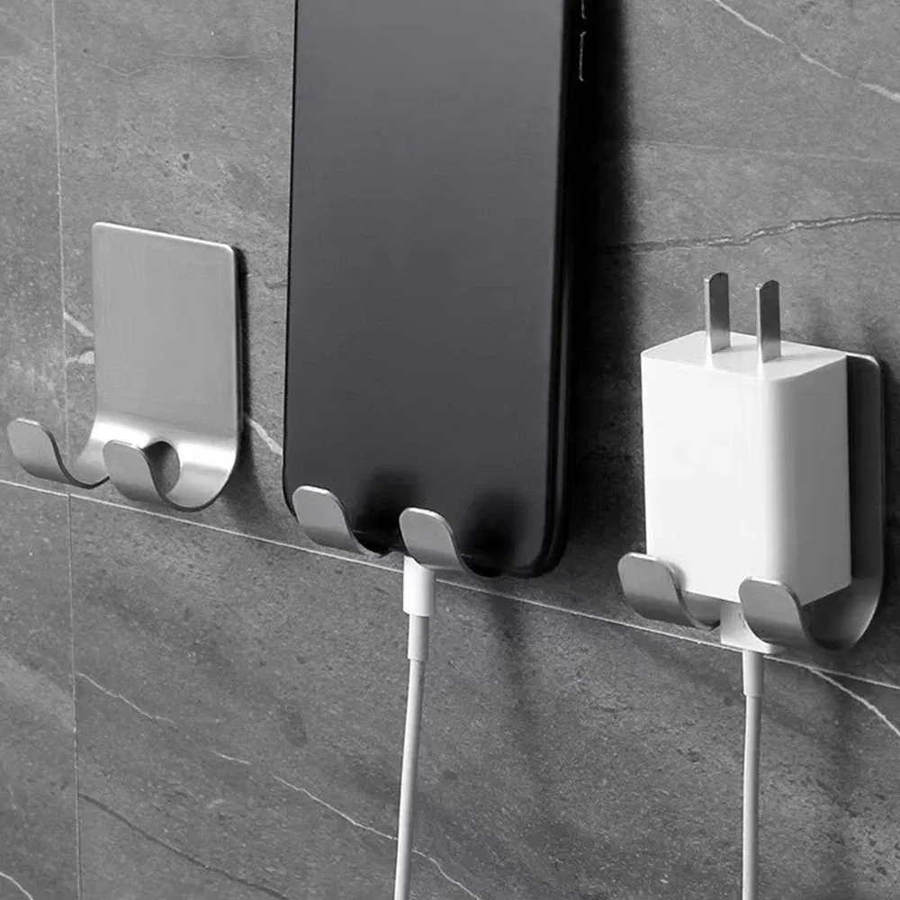 Color: Light Grey - Punch-free Razor Holder, Storage Hook, Space Aluminum Multi-purpose Bathroom Accessories