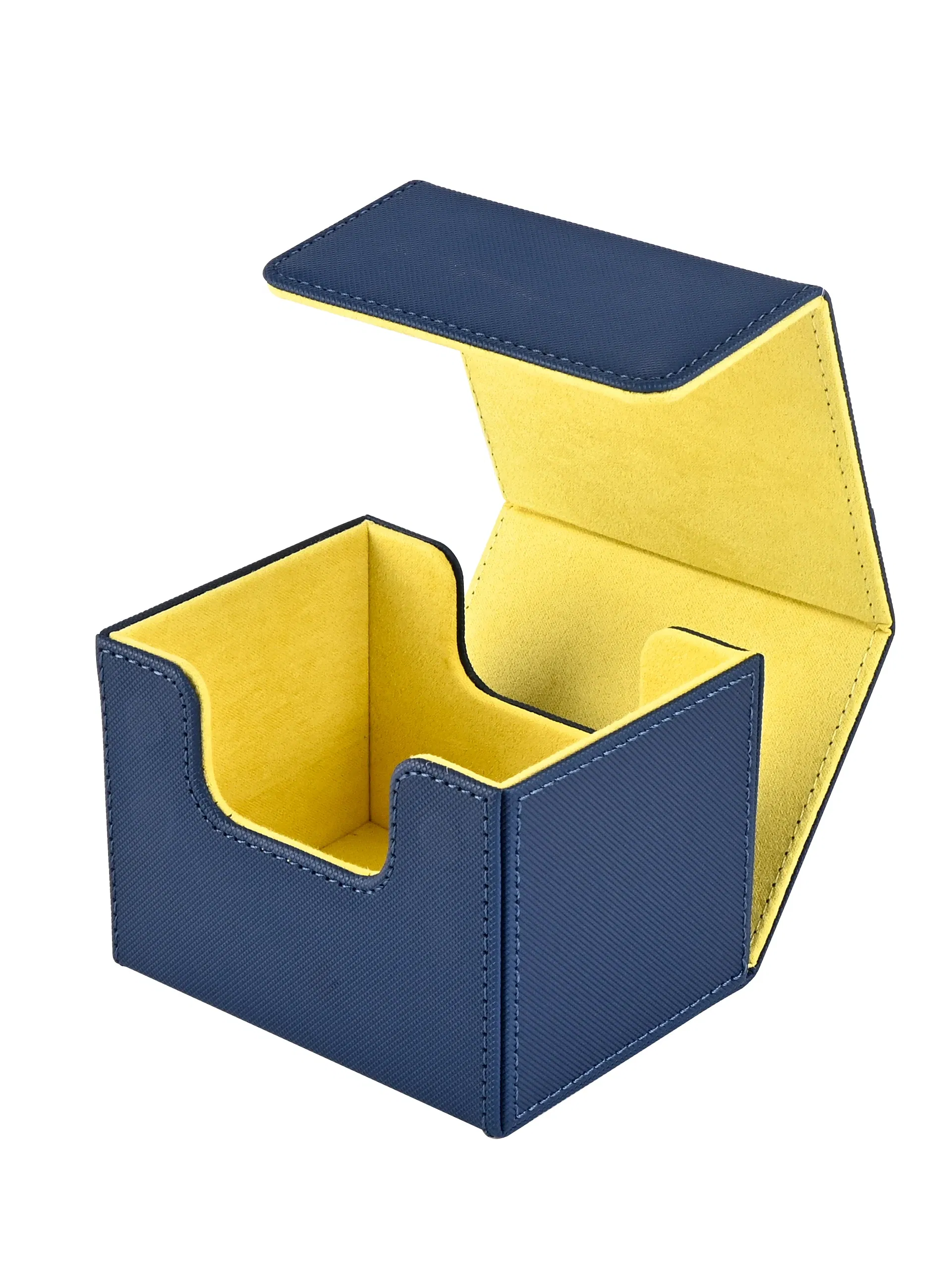 Color: Yellow - Card Deck Box , Card Storage Box Fits 100 single  Sleeved Cards, PU Leather Strong Magnet Card Deck Case for TCG Cards