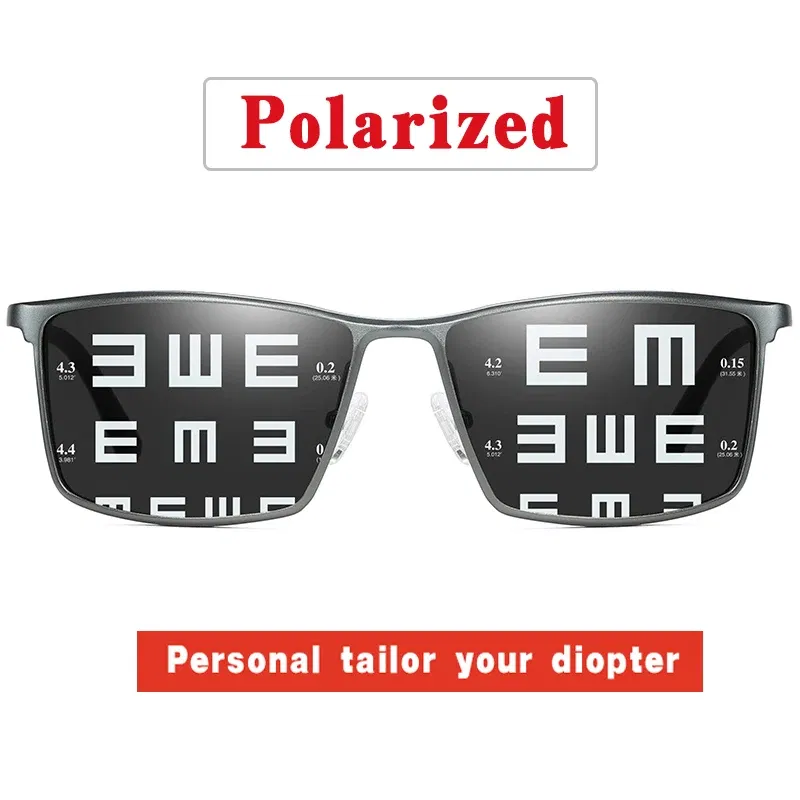 Lenses Color: Yellow, Frame Color: Blue - Men's sunglasses myopia with diopter polarized  prescription glasses UC400 retro anti-glare driving goggles square black shades