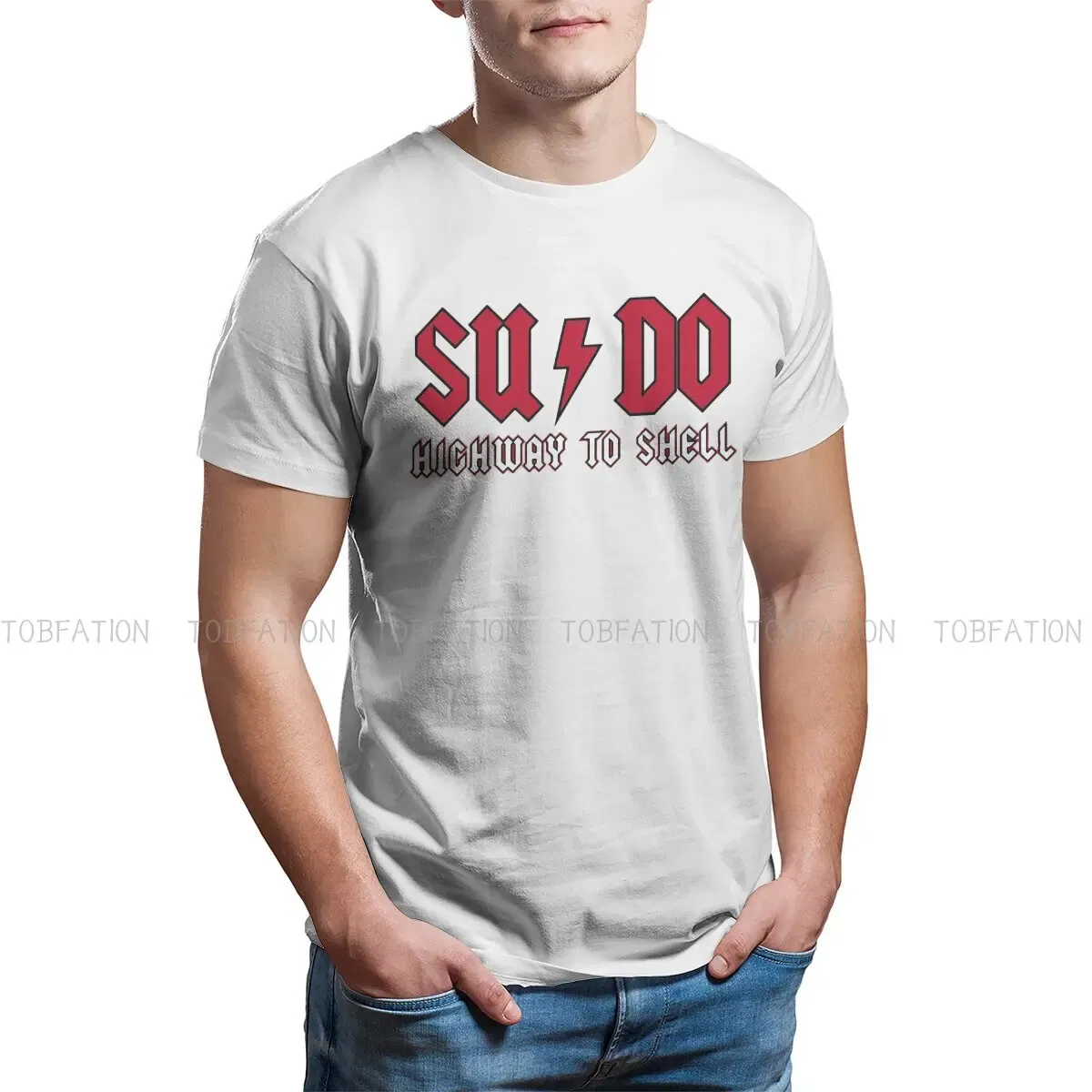 Color: WHITE, Size: XL - Highway to Shell Hip Hop TShirt Linux Operating System Tux Penguin Style Tops Leisure T Shirt Men Tee SpecialPolyester