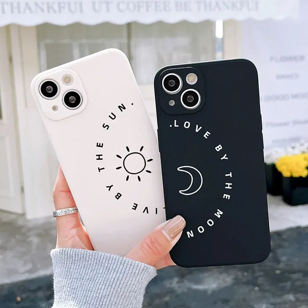 Color: Brown, Material: ABS - Couple Black and White Love Sun Moon Case For Samsung Galaxy S10 S20 S21 S22 S23 S24 FE Plus Ultra Note 20 Silicone Phone Case