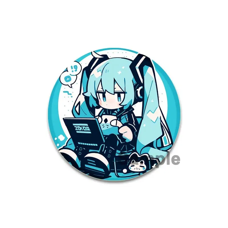 Color: Pink, Size: M - 58/44/32mm Miku Anime Round Pins Cartoon Badges Cosplay Handmade Tinplate Brooch on Backpack Clothes Chest Ornament Gifts