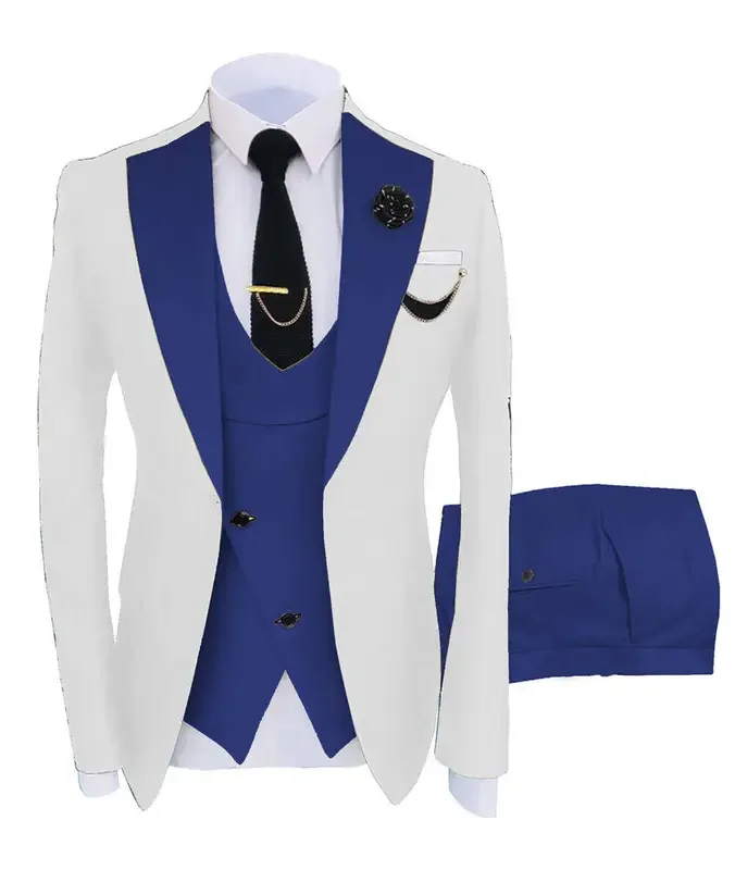 Color: GRAY, Size: XXL - 3pcs Men Coat Business Formal Slim Fit Suit Costumes Pour Homme Set Party Vest Pants Wedding Blazer Verde Hombre Terno Masculino