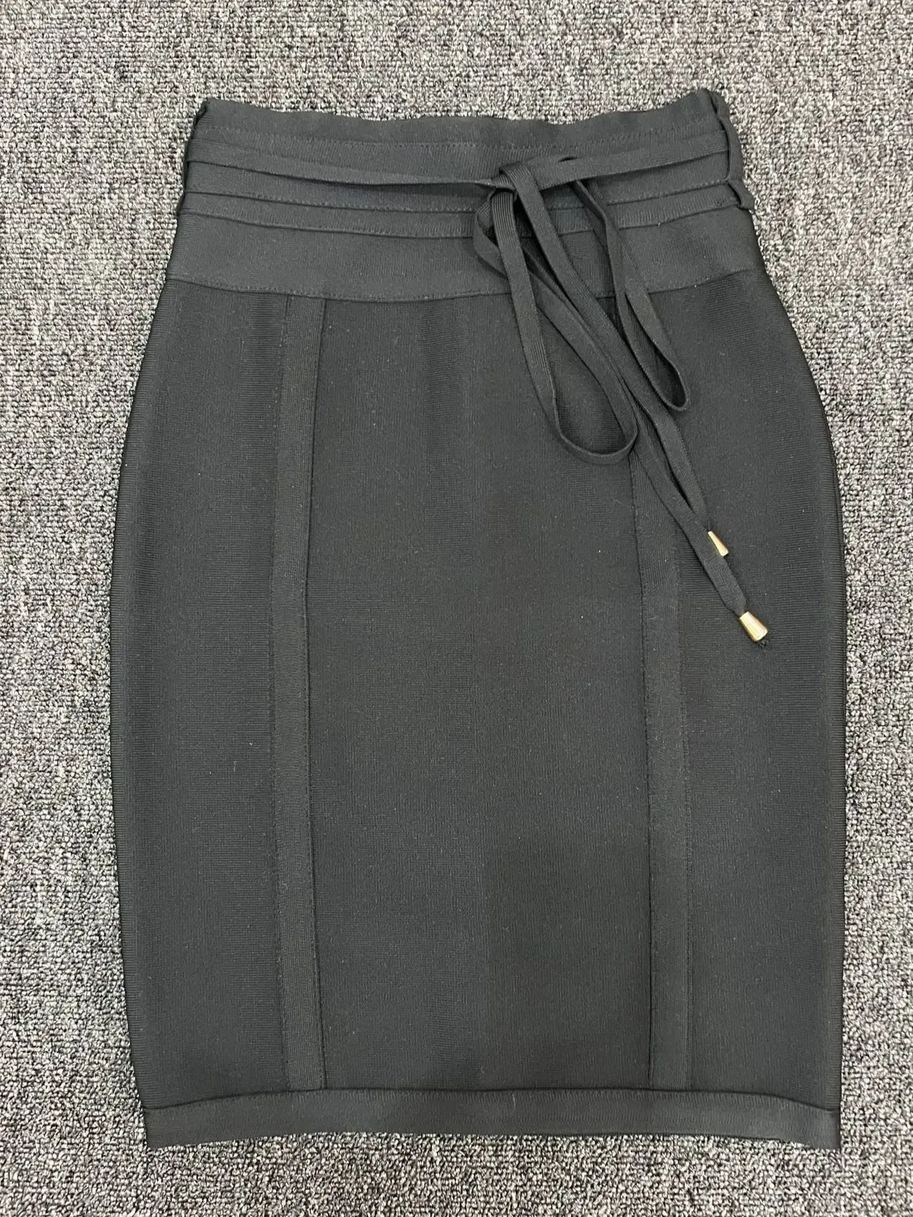 Color: black, Size: S - 4 Colors Women Hot Pink Black White Bodycon Bandage Skirt Designer High Street Party Club Pencil Skirt 55cm