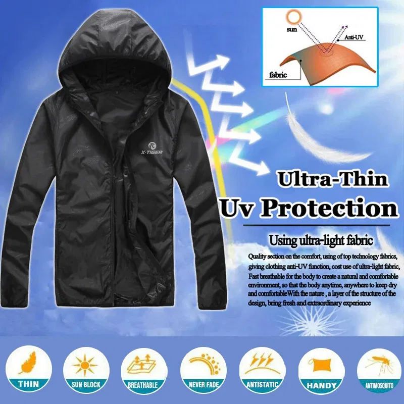 Color: Blue, Size: 4XL - X-TIGER 4 Colors MTB Cycling Jersey MultiFunction Jacket Waterproof Windproof TPU Raincoat Bicycle Sun protection clothing