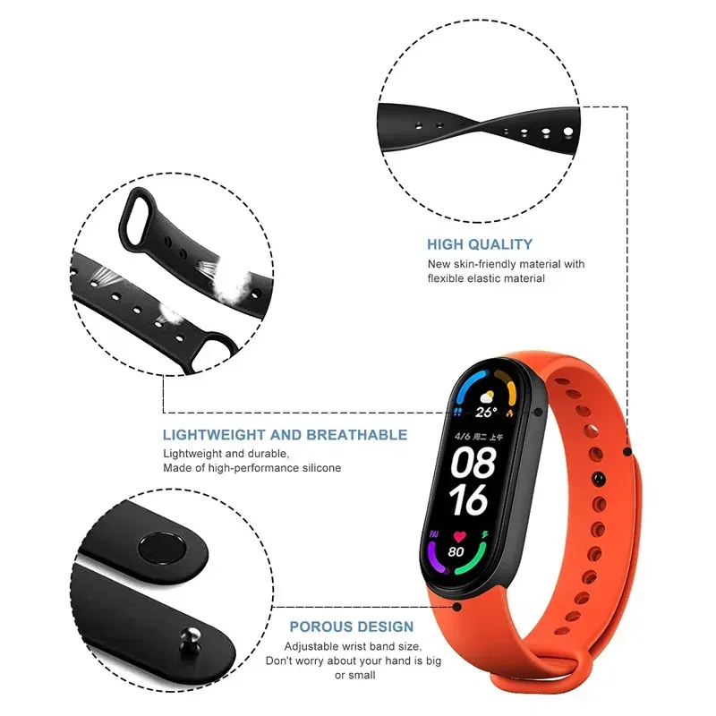 Band Color: Silver Yellow, Band Width: 18mm, Ships From: CHINA - Silicone Watch Strap For Xiaomi Mi Band 7 6 5 4 3 Wristband Bracelet Wrist Straps MiBand 3/4 band5 band6 Smartwatch Accessories