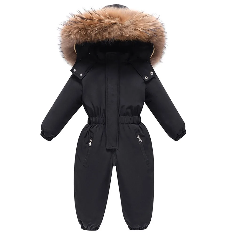 Color: Beige, Kid Size: 12M - 2024 New Cute Simple Children's One-piece Down Jacket 1-6 Years Old Outdoor Skiwear Jacket Crawling Suit Boys Girls Onesie