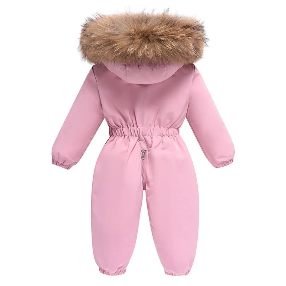 Color: Beige, Kid Size: 12M - 2024 New Cute Simple Children's One-piece Down Jacket 1-6 Years Old Outdoor Skiwear Jacket Crawling Suit Boys Girls Onesie