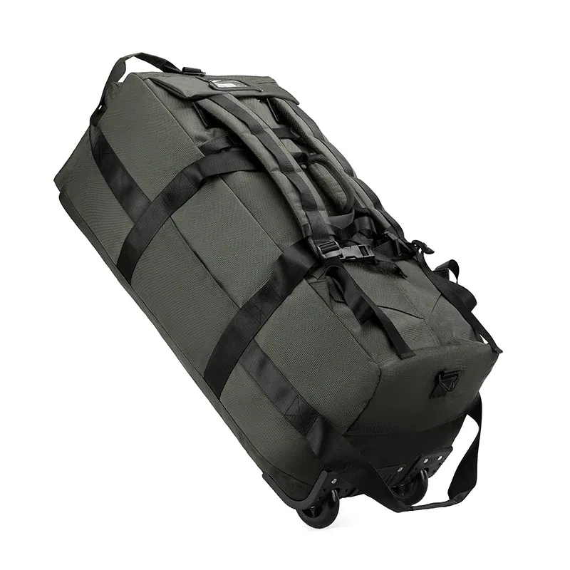 Color: army green - 80L Rolling Duffle Bag with Wheels 31" Heavy-Duty Foldable Travel Duffel Bag Water-Resistant Wheeled Luggage with Shoulder Strap