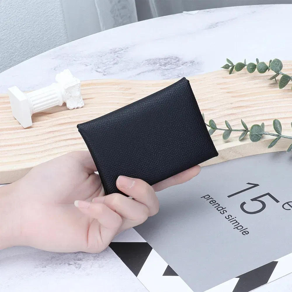 Color: Pink - Genuine Leather Coin Pouch Change Holder Mini Snap Pocket Wallet for Men Women Luxury Designer Credit Card Holder Coin Purses