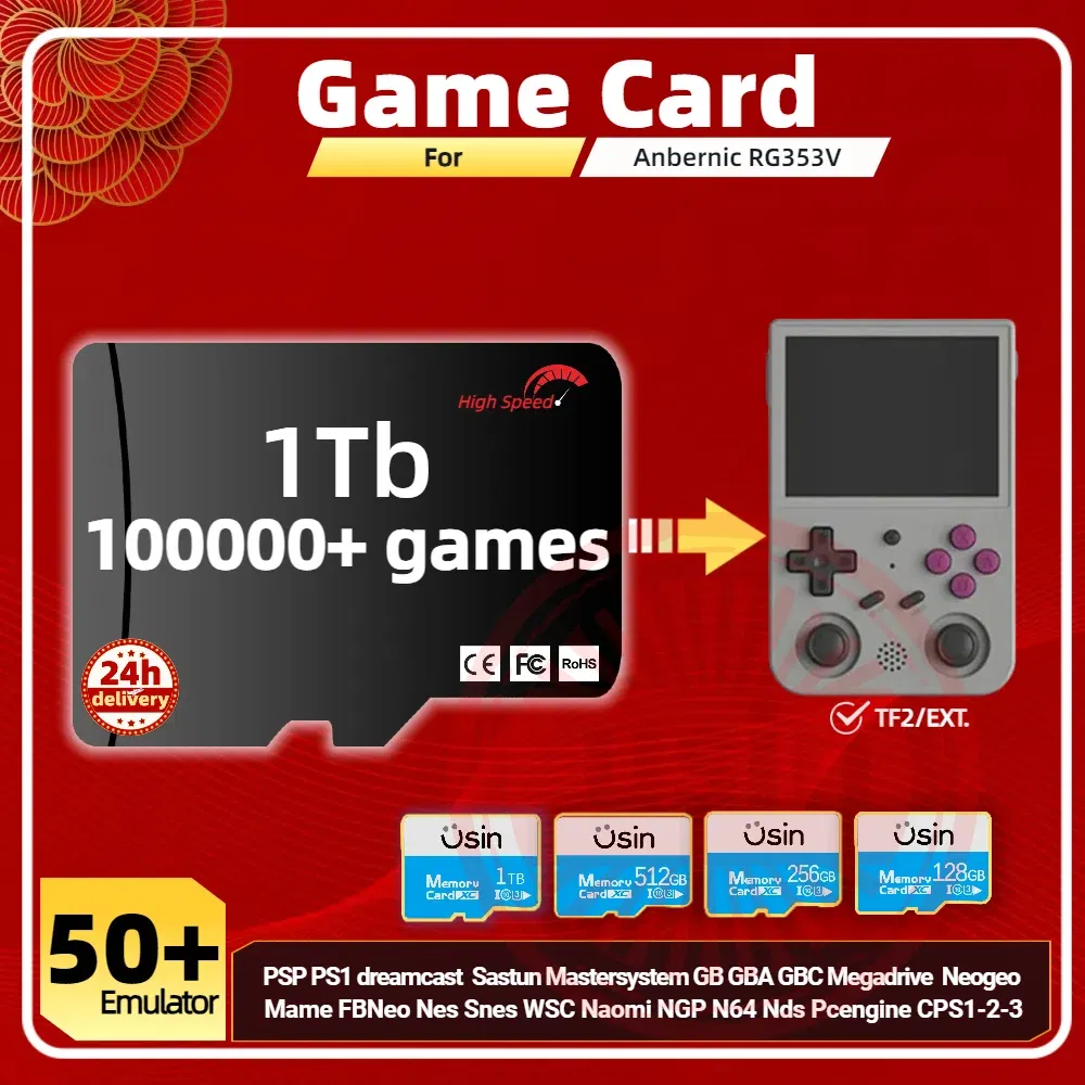 Color: Sky blue, Ships From: CHINA - Game Card For Anbernic RG353V RG353VS Memory TF Plug&Play Pre-install Retro Games PSP PS1 SD portable High Speed Card 1Tb 512G