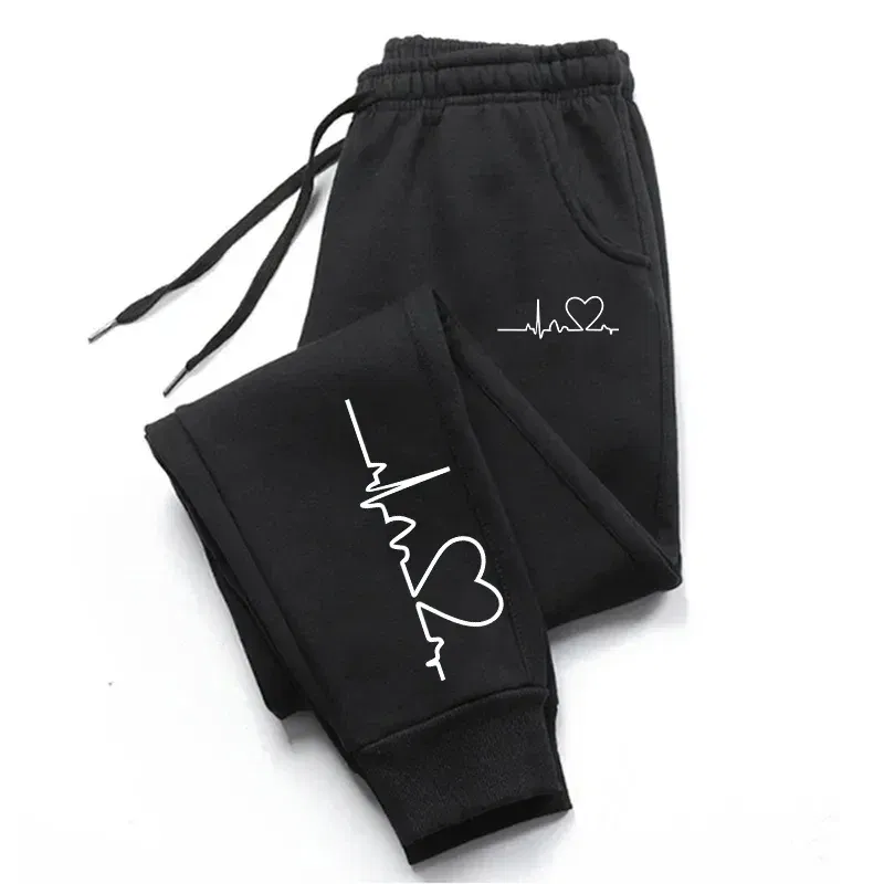 Color: SKY BLUE, Size: XL - Hot Sales Womens Sweatpants Daily Casual Pants High Quality Fitness Tracksuit Trousers Heart Print Street Sport Jogging Pants