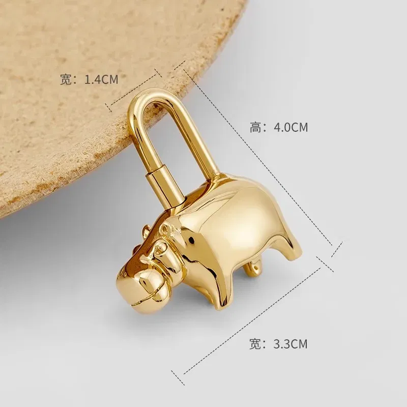 Color: Gold - Bag Pendant For Birkin Kelly Bag Pegasus Lock Charm All-steel Animal Metal Lock Bag Pendant High-end Charm Necklace