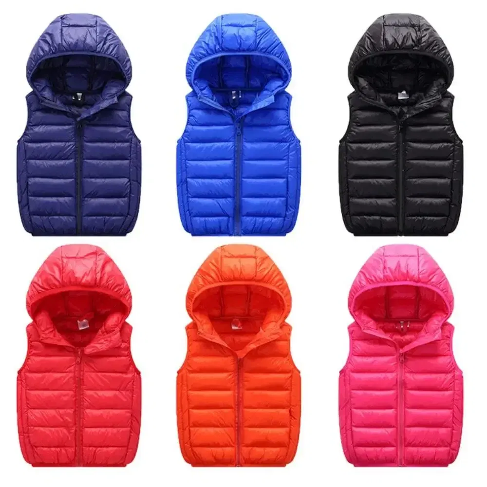 Color: black, Kid Size: 4T - Fall Solid Waistcoat Children Outerwear Winter Coats Kids Clothes Warm Boys and Girls Hooded Vest for Age 2-12 Years Old