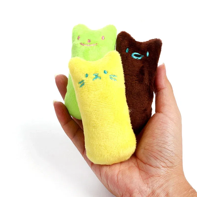 Color: GRAY, Ships From: CHINA - 2022 Catnip Toys Funny Interactive Plush Teeth Grinding Cat Toy Kitten Chewing Toy Claws Thumb Bite Cat Mint Pets Accessories