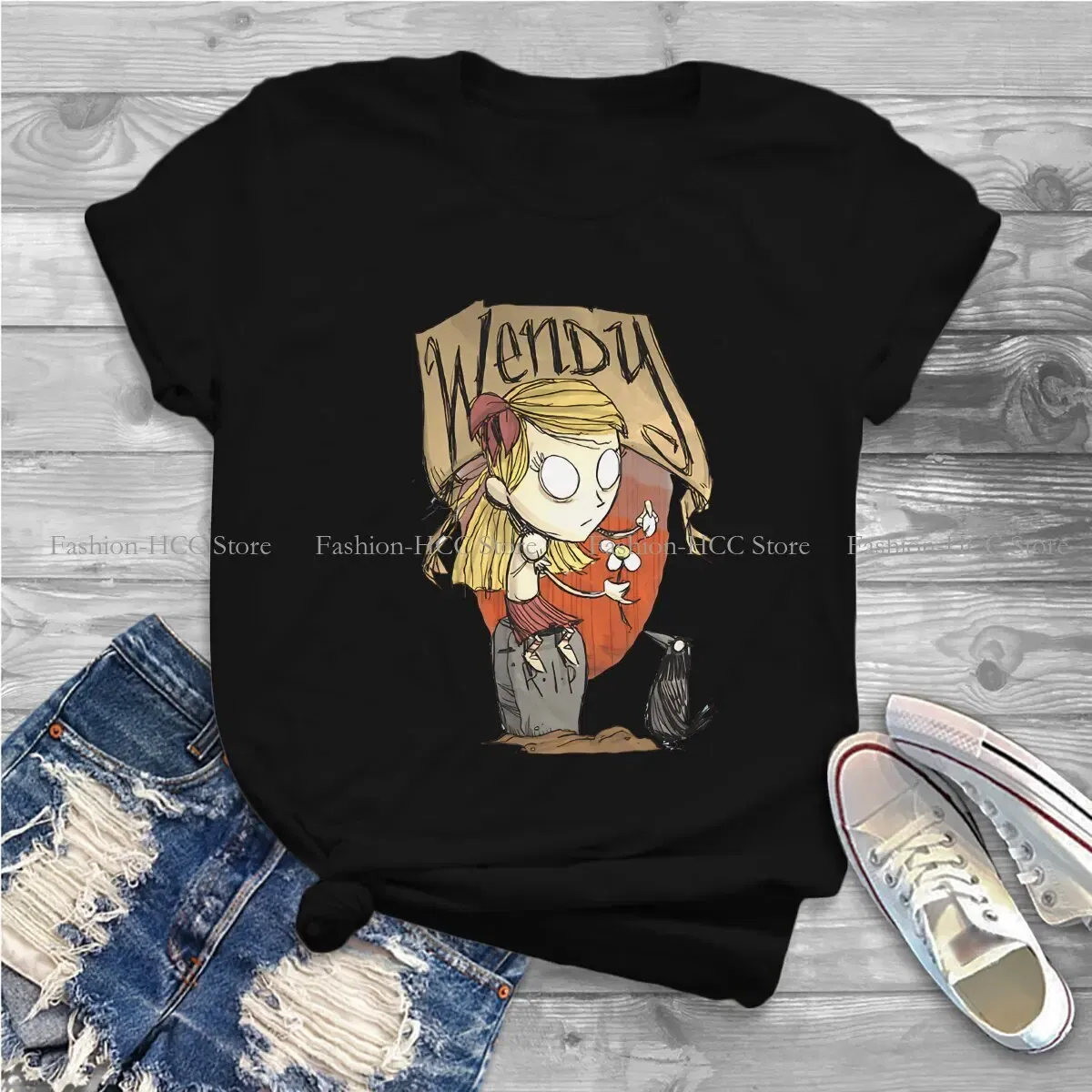 Color: WHITE, Size: L - Wendy And Cat Style Polyester TShirt Dont Starve Top Quality New Design Gift Clothes  T Shirt Short Sleeve