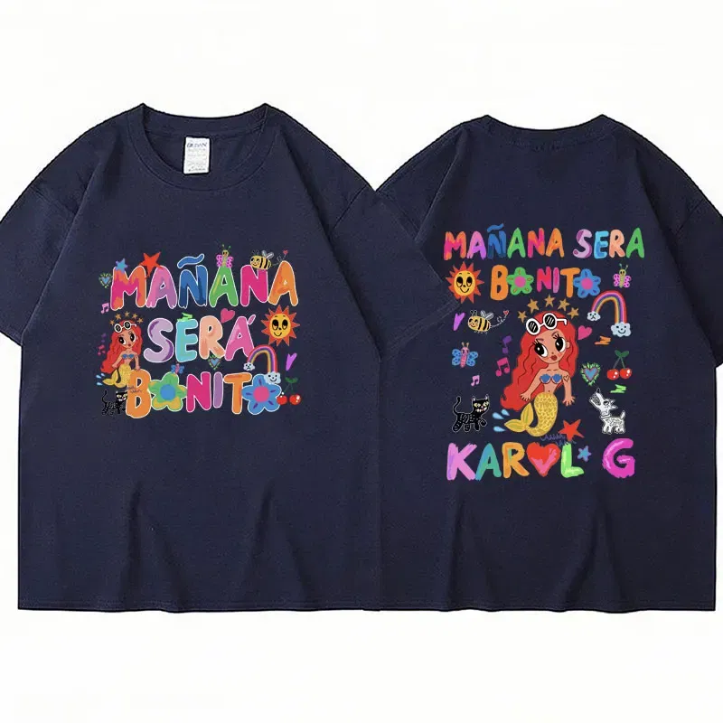 Color: Dark Grey, Size: XXL - Limted Karol G Manana Sera Bonito T Shirts Fashion Harajuku Hip Hop T-Shirt Unisex Casual Breathable Cotton Oversized Tee Shirt